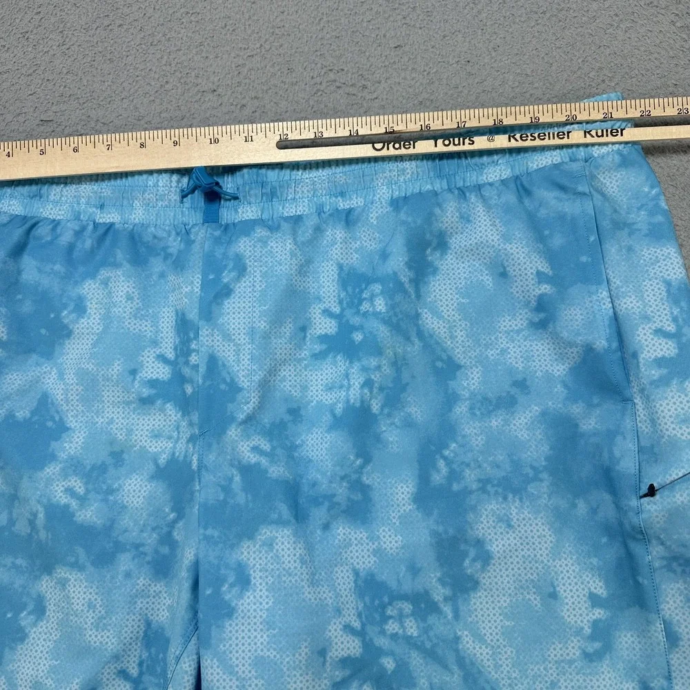 All In Motion Shorts Mens 2XL Blue Tie Dye Stretch Swim Trunks Quick Dry Pockets